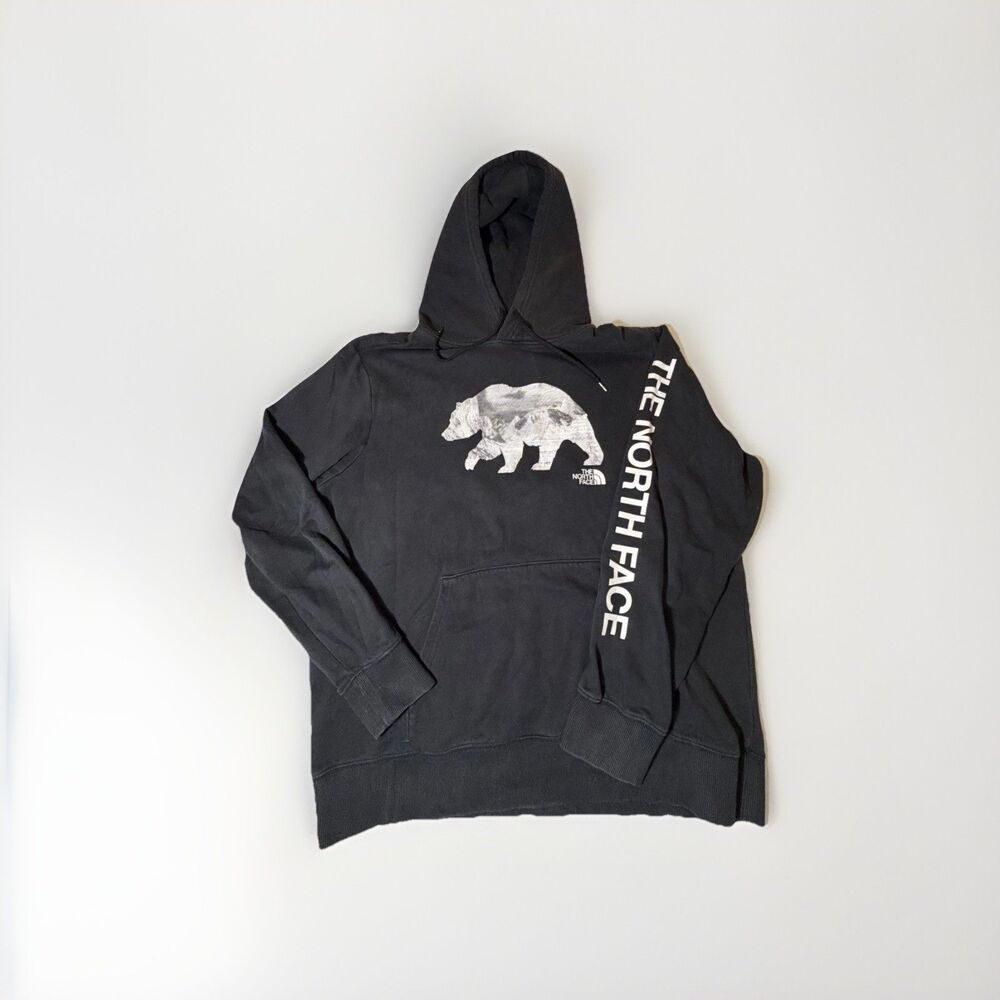 The North Face Bear Graphic Hoodie Men’s XL Black Pullover Sweatshirt Logo